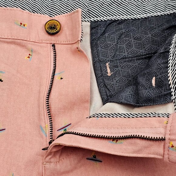 Jachs Men's Pink Surfer Print Stretch Twill Chino Bleecker Shorts Size 33 NWT - Picture 4 of 15